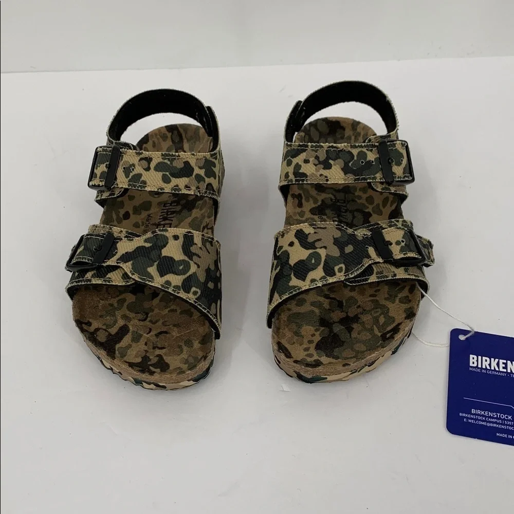 Birkenstock New York sandal camo khaki green back strap adjustable child 26 8